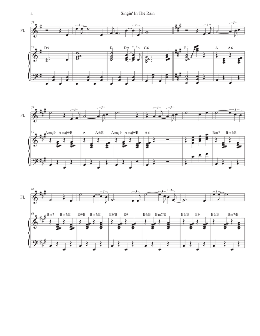 Singin' In The Rain (Flute solo and Piano) Flute Solo scores gallery preview page 4