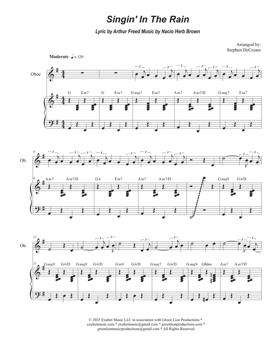 Singin' In The Rain (Oboe solo and Piano) Piano scores gallery preview page 1