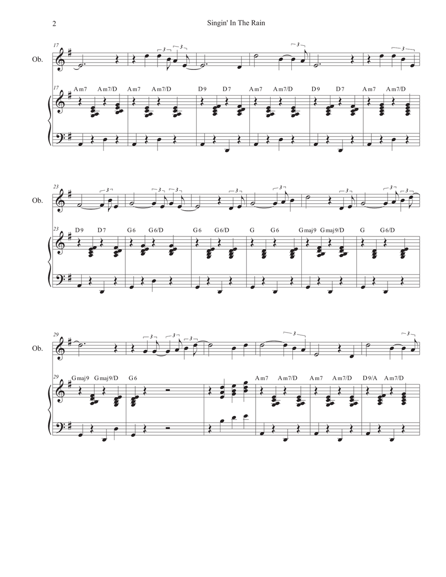 Singin' In The Rain (Oboe solo and Piano) Piano scores gallery preview page 2