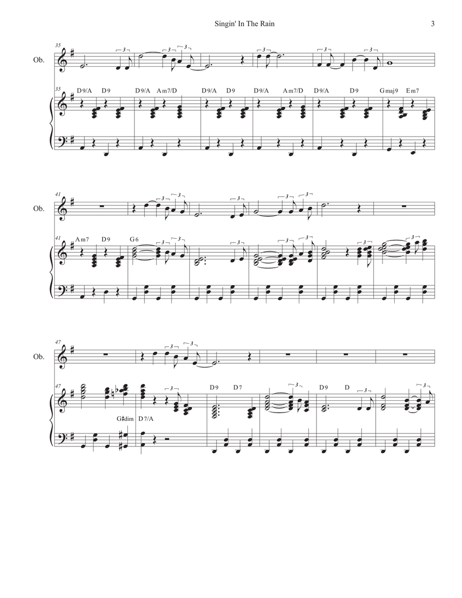 Singin' In The Rain (Oboe solo and Piano) Piano scores gallery preview page 3