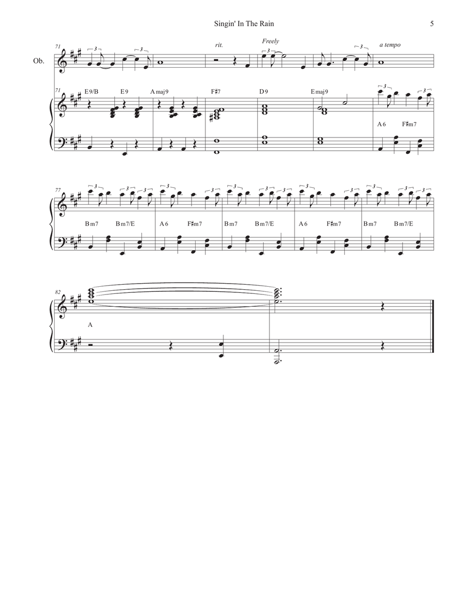 Singin' In The Rain (Oboe solo and Piano) Piano scores gallery preview page 5