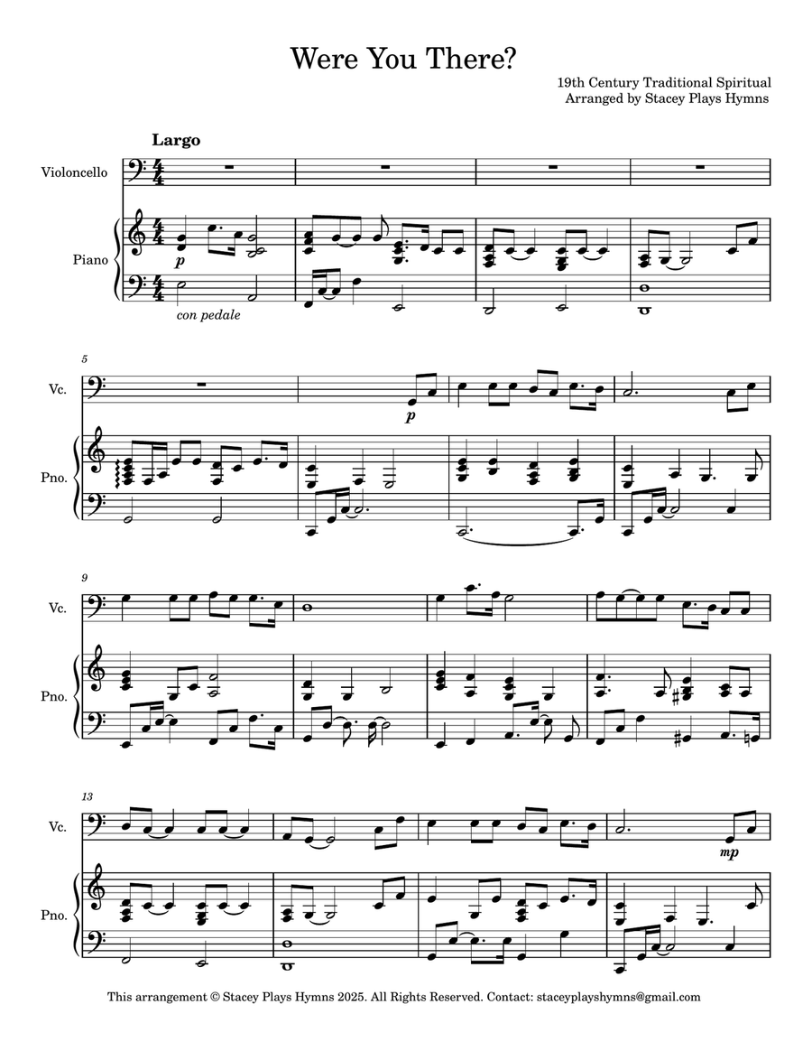 Were You There - Cello Solo for Good Friday and Holy Week Piano scores gallery preview page 2