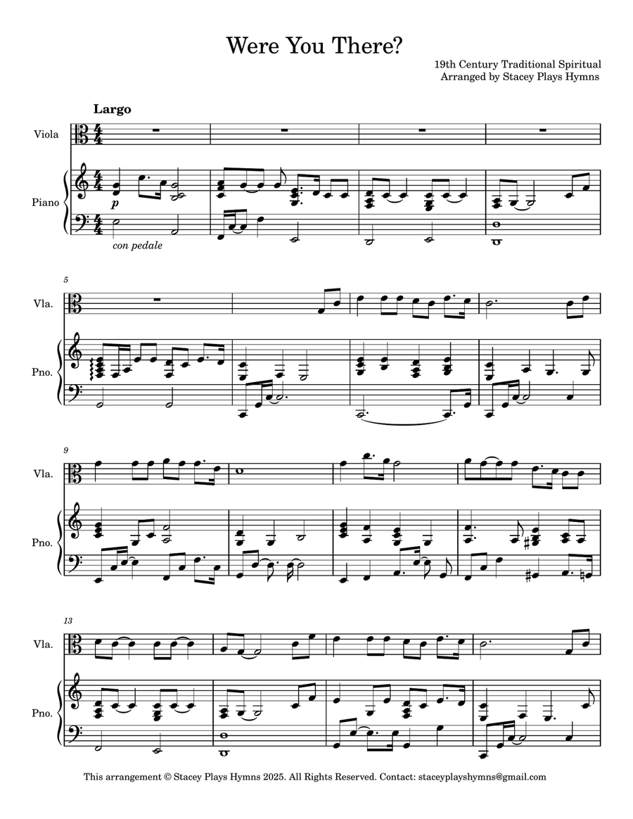 Were You There - Viola Solo for Good Friday and Holy Week Piano scores gallery preview page 2
