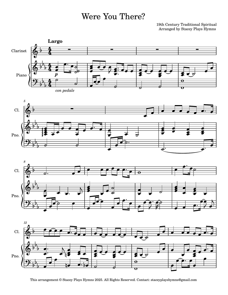 Were You There - Clarinet Solo for Good Friday and Holy Week B-Flat Clarinet scores gallery preview page 2