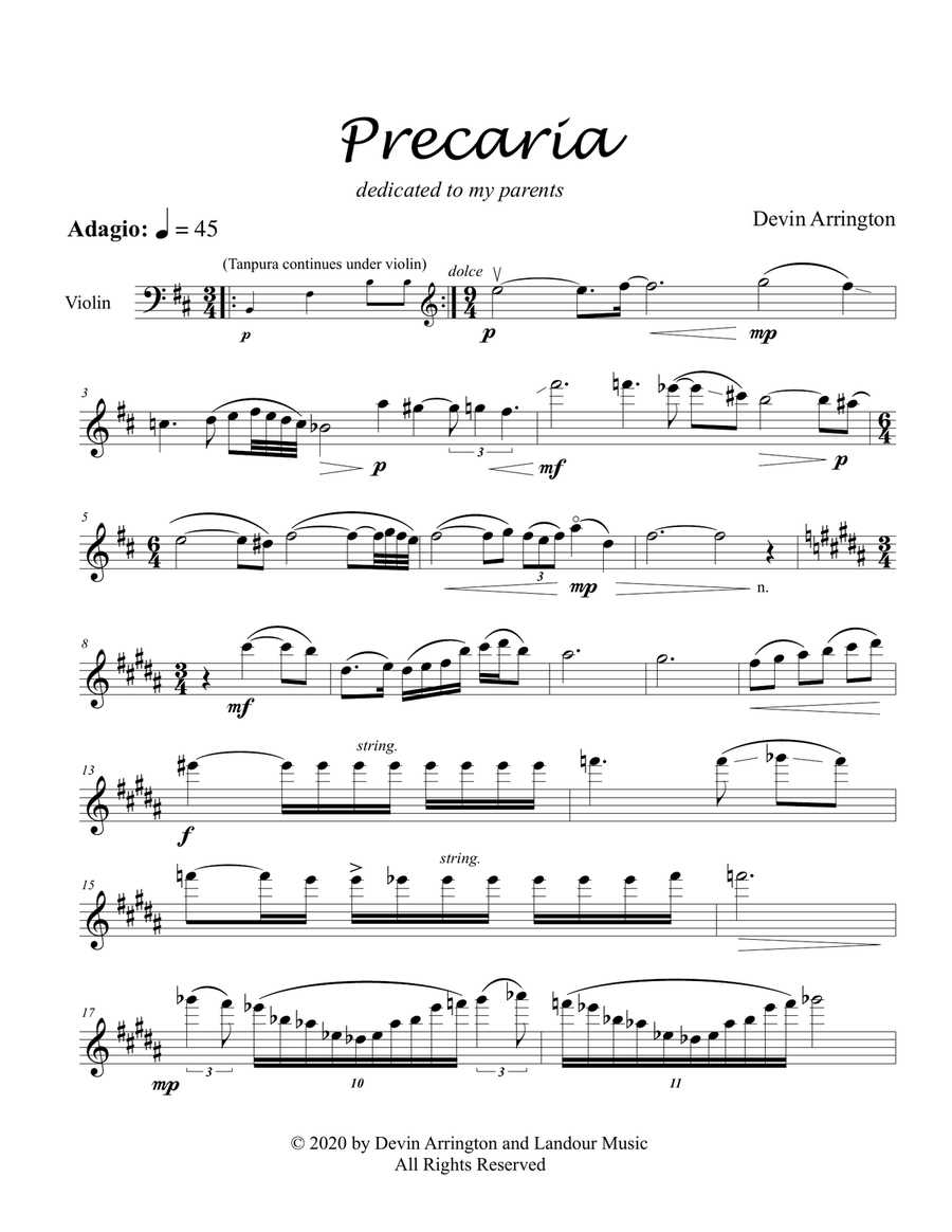 Precaria Precaria Violin Solo scores gallery preview page 1