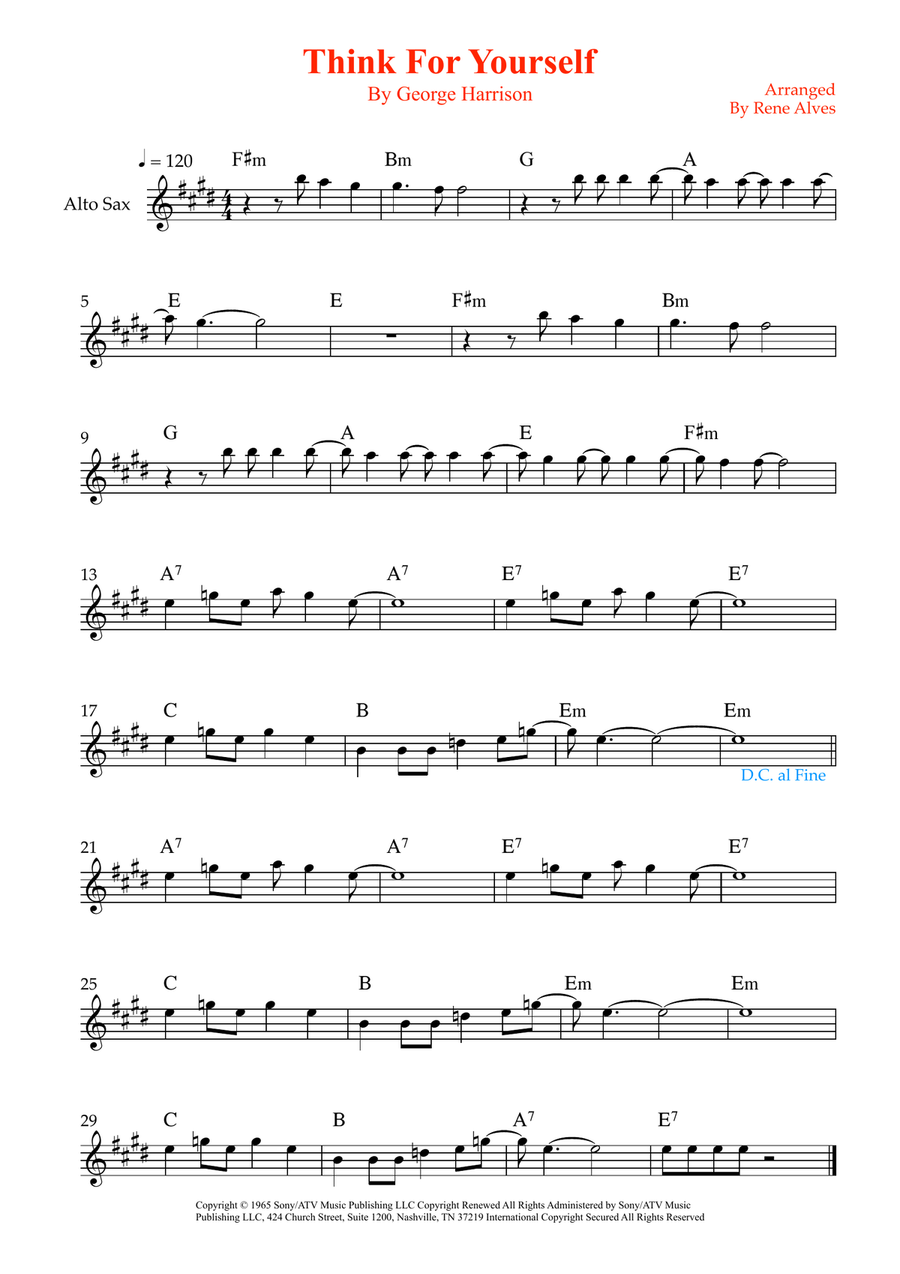 Think For Yourself Think For Yourself Alto Saxophone scores gallery preview page 1