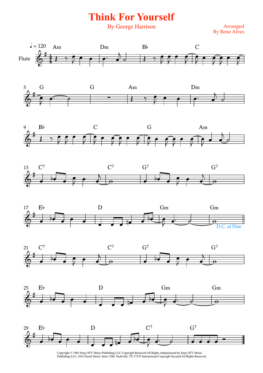 Think For Yourself Think For Yourself Flute Solo scores gallery preview page 1