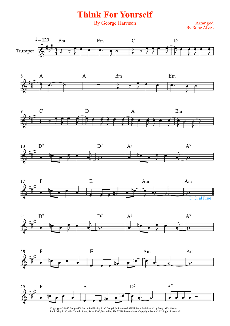 Think For Yourself Think For Yourself B-Flat Trumpet scores gallery preview page 1