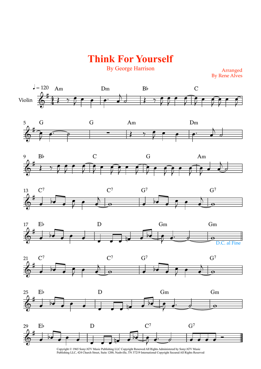 Think For Yourself Think For Yourself Violin Solo scores gallery preview page 1