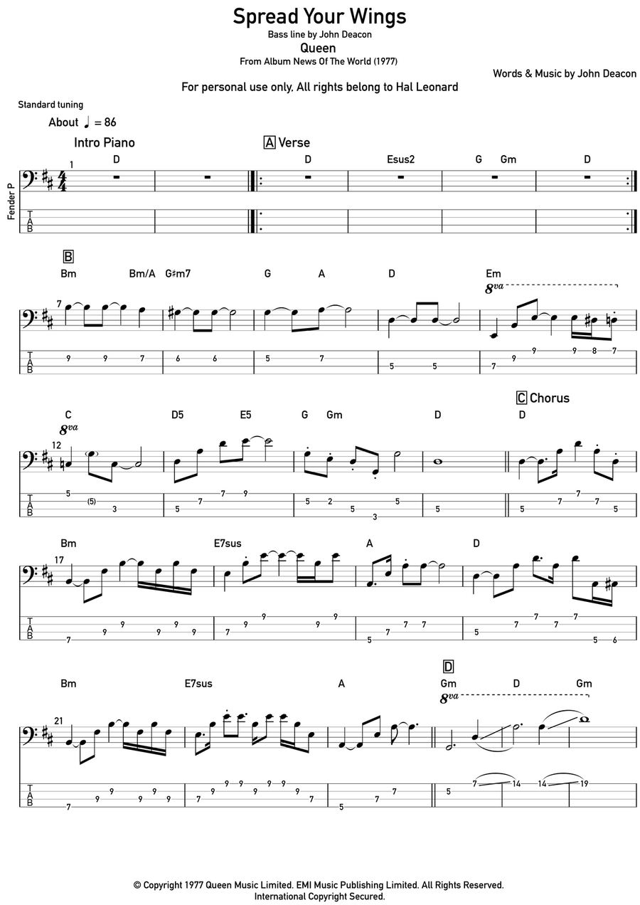 Spread Your Wings Acoustic Guitar scores gallery preview page 1
