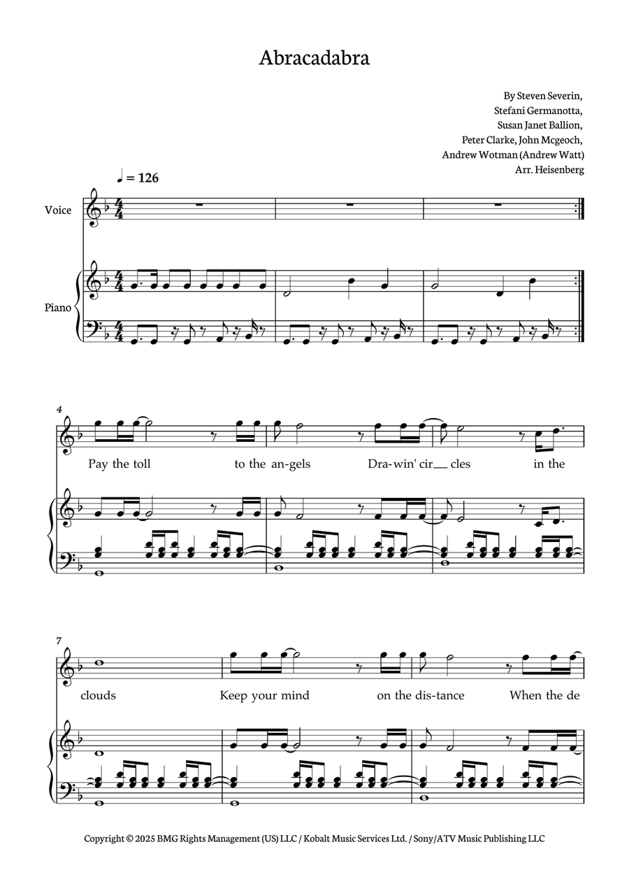Abracadabra Abracadabra Piano, Vocal scores gallery preview page 1
