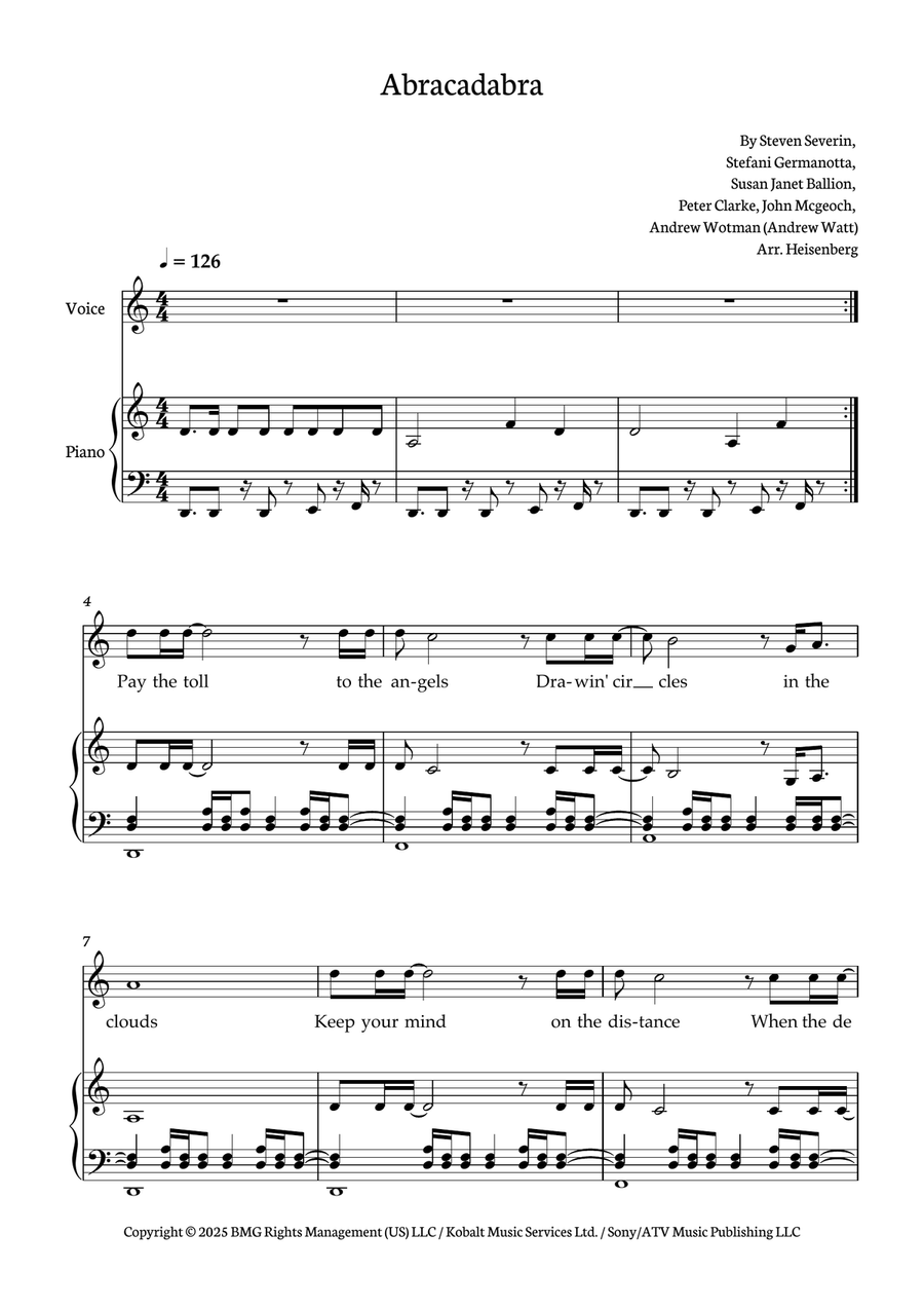 Abracadabra Abracadabra Piano, Vocal scores gallery preview page 1