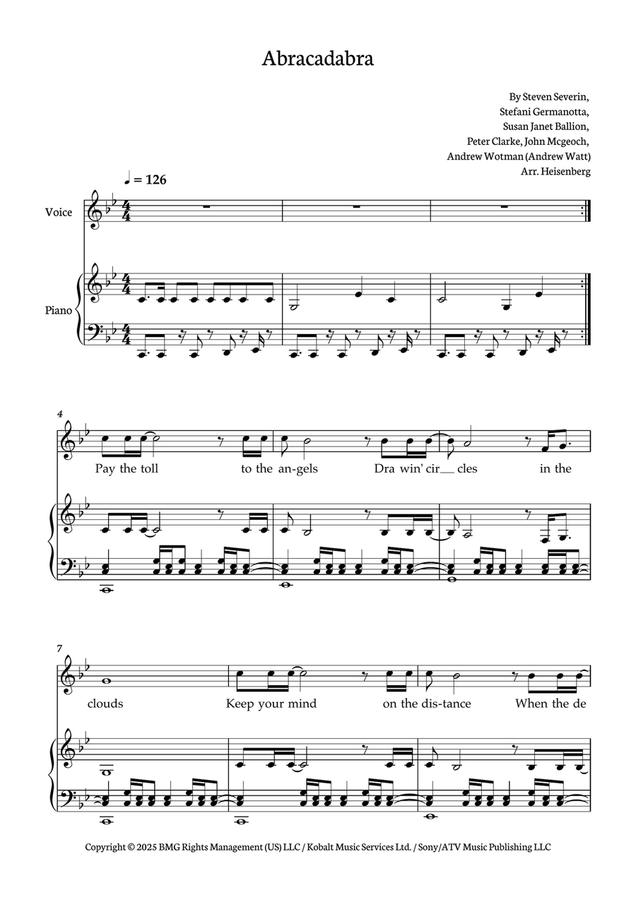 Abracadabra Abracadabra Piano, Vocal scores gallery preview page 1