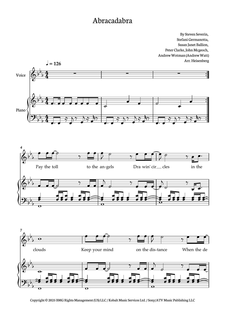 Abracadabra Abracadabra Piano, Vocal scores gallery preview page 1