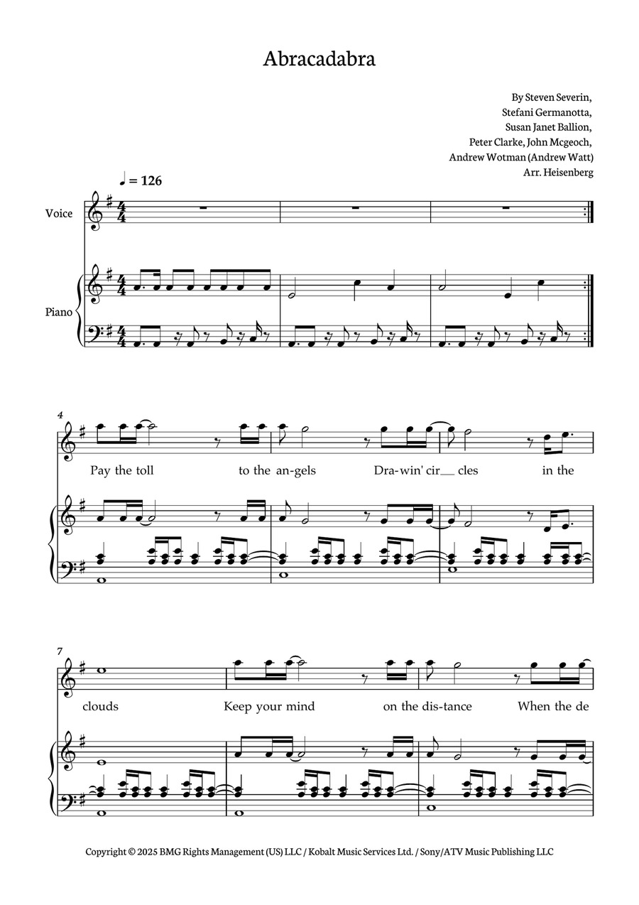 Abracadabra Abracadabra Piano, Vocal scores gallery preview page 1