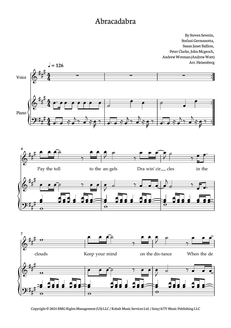 Abracadabra Abracadabra Piano, Vocal scores gallery preview page 1