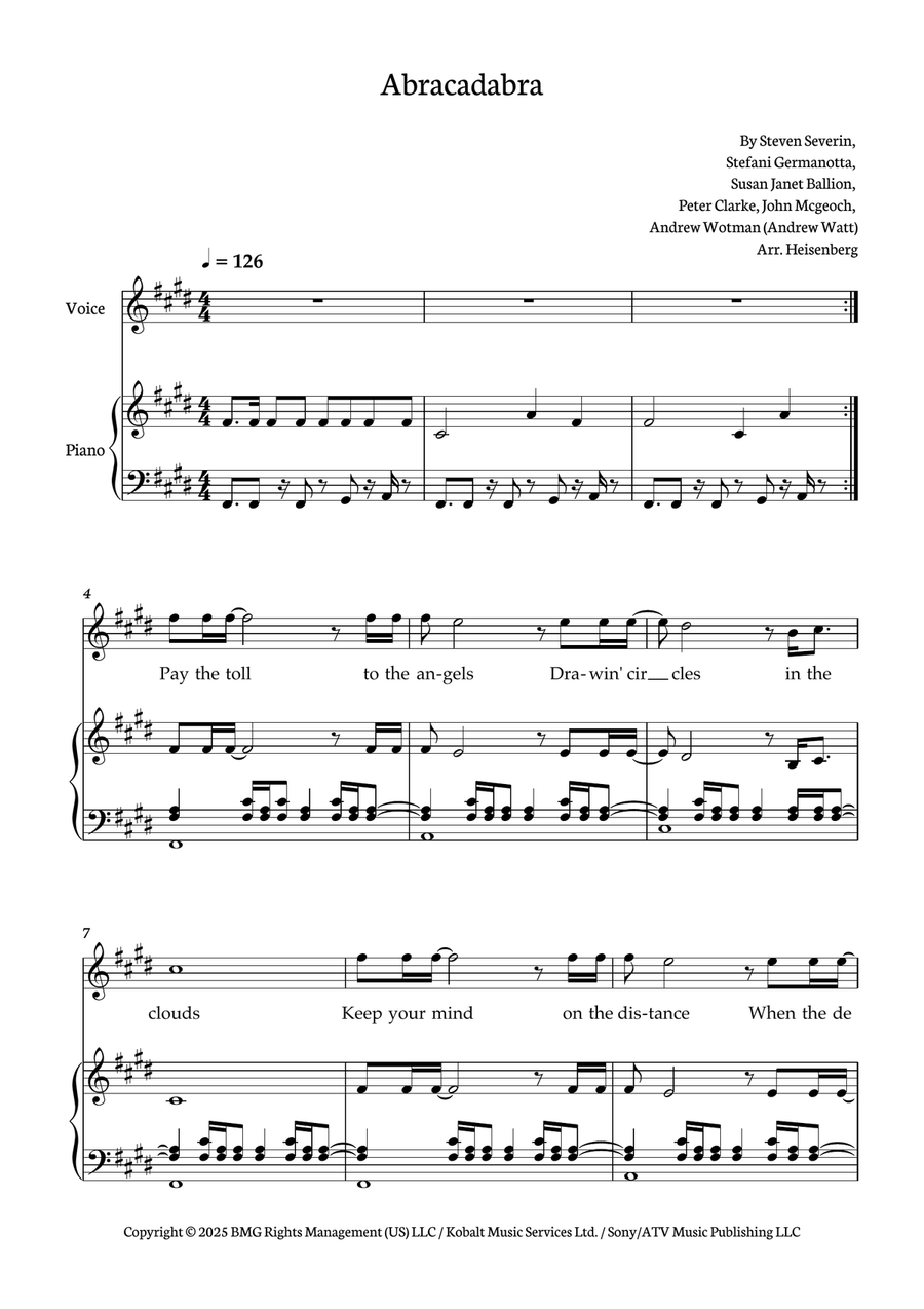 Abracadabra Abracadabra Piano, Vocal scores gallery preview page 1