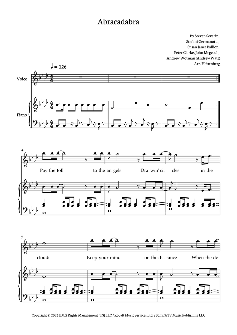 Abracadabra Abracadabra Piano, Vocal scores gallery preview page 1