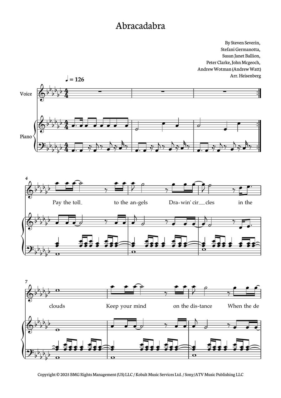 Abracadabra Abracadabra Piano, Vocal scores gallery preview page 1