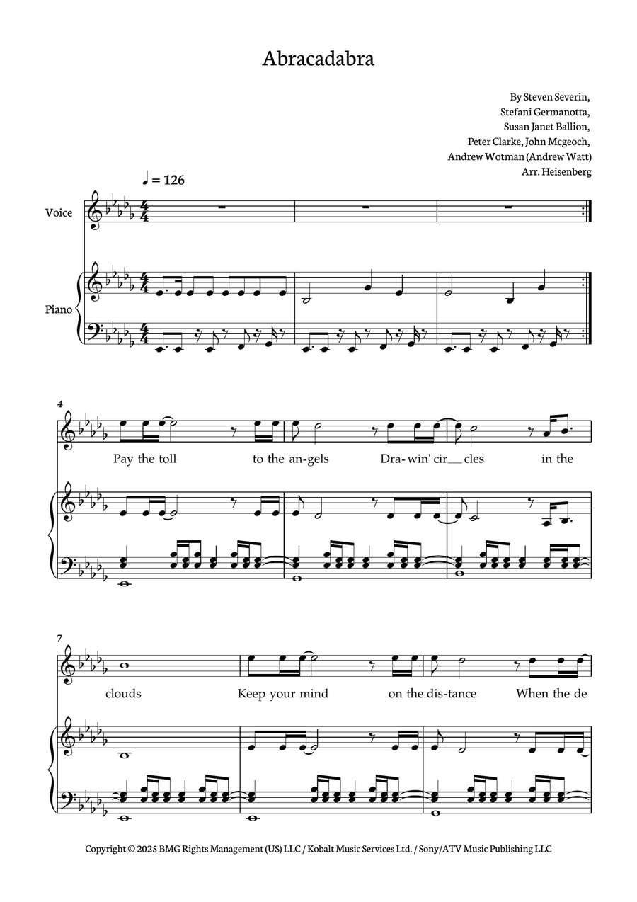 Abracadabra Abracadabra Piano, Vocal scores gallery preview page 1