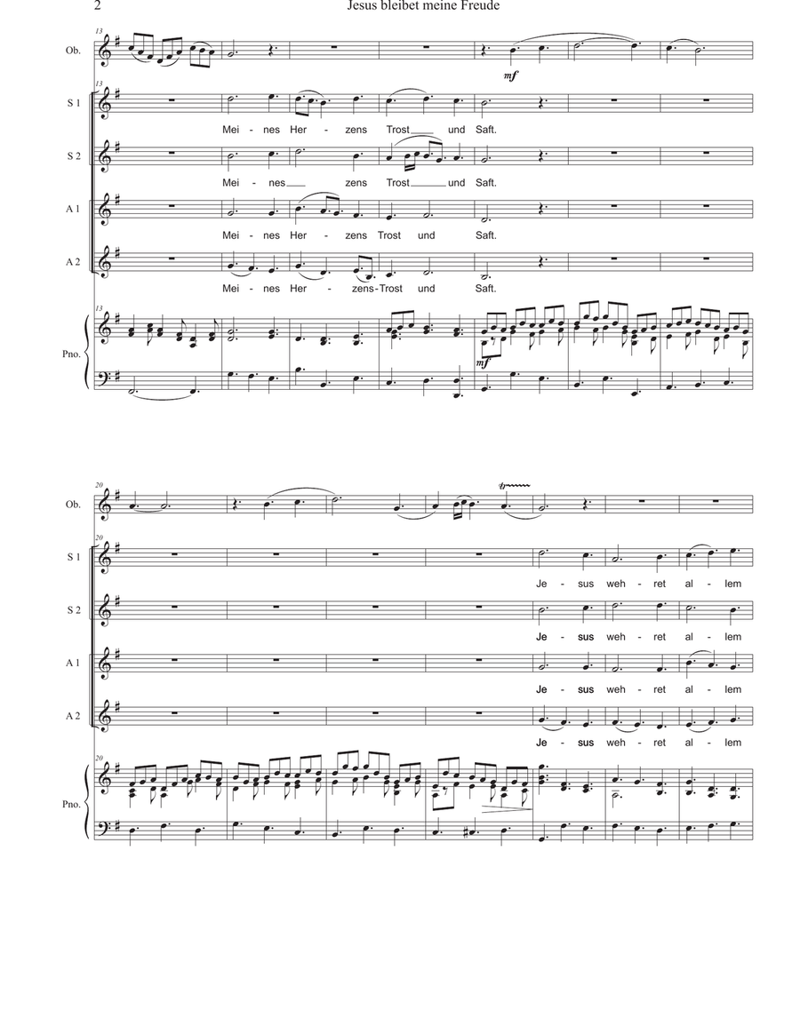 Jesus bleibet miene Freude SSAA scores gallery preview page 2