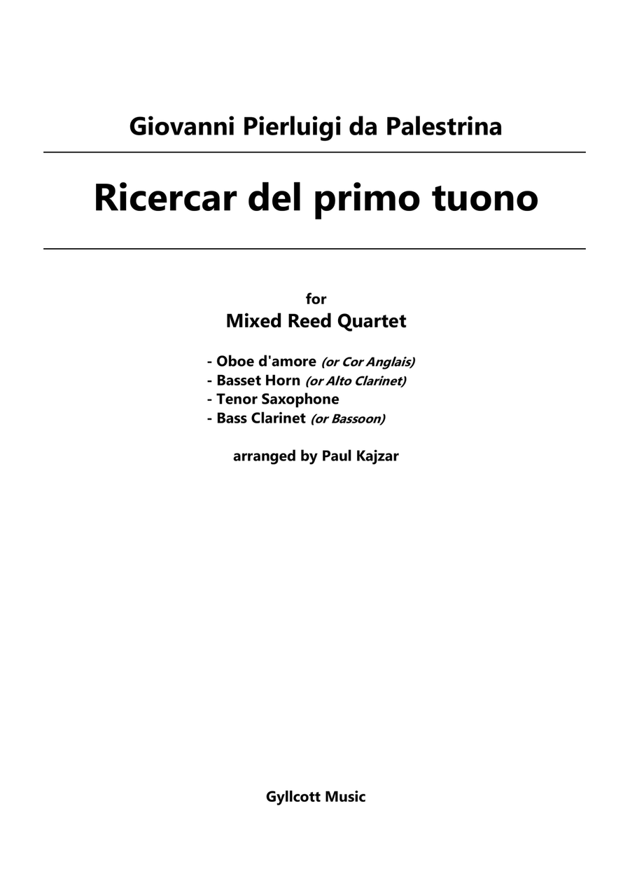 Ricercar del primo tuono (Mixed Reed Quartet) Woodwind Quartet scores gallery preview page 1