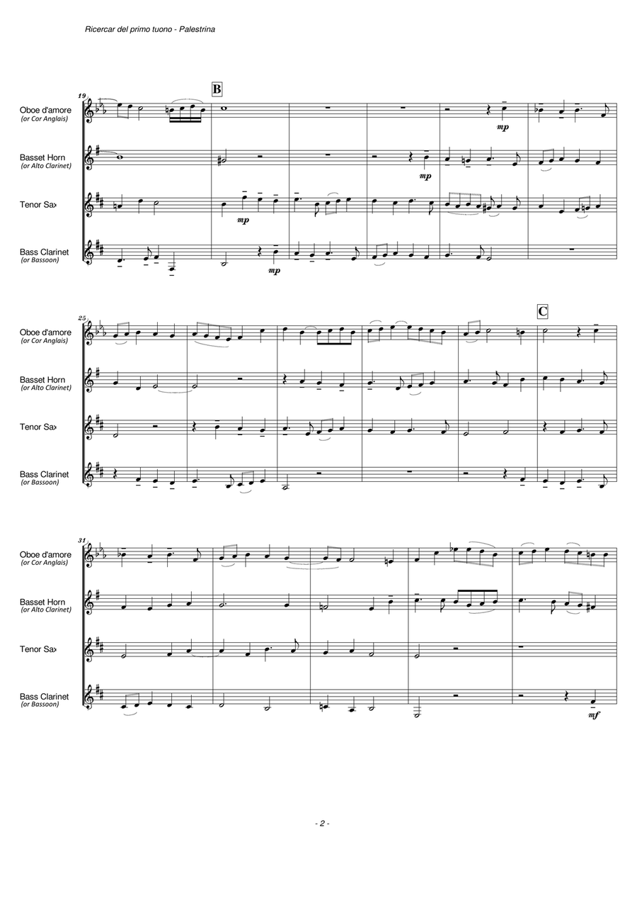 Ricercar del primo tuono (Mixed Reed Quartet) Woodwind Quartet scores gallery preview page 4