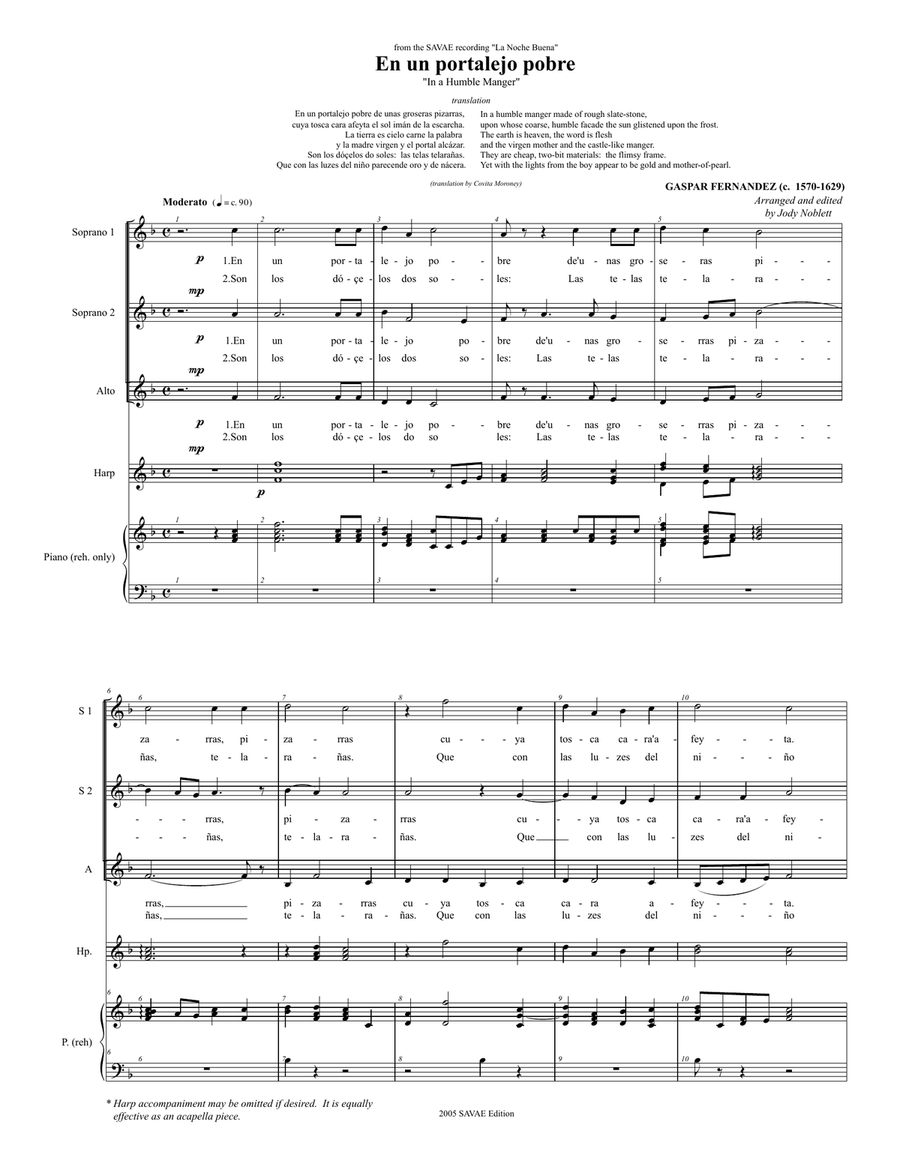 En Un Portalejo Pobre SSA scores gallery preview page 1