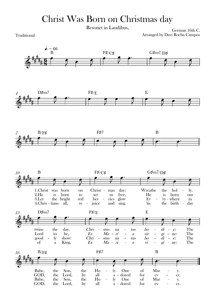 Christ Was Born on Christmas day Piano scores gallery preview page 1