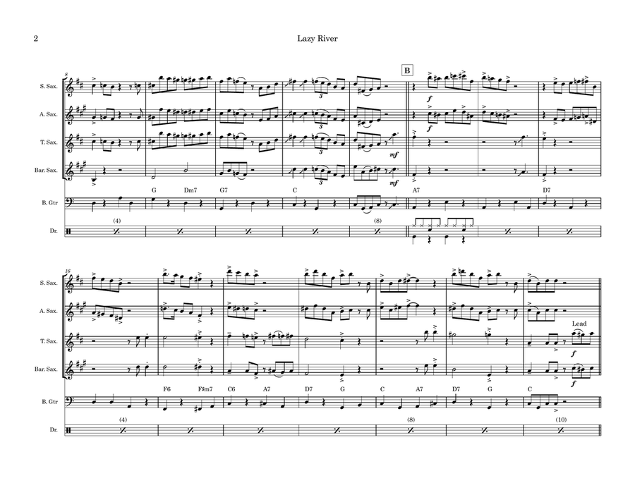 Lazy River Lazy River Saxophone Quartet scores gallery preview page 2
