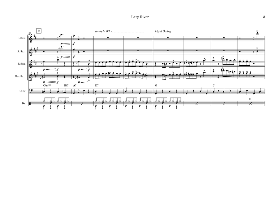 Lazy River Lazy River Saxophone Quartet scores gallery preview page 3