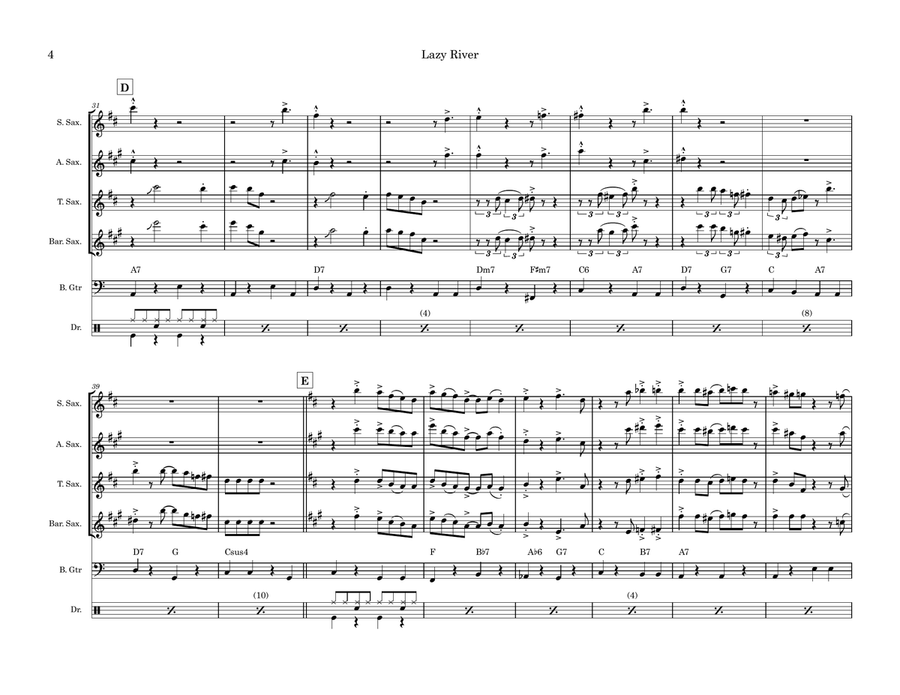 Lazy River Lazy River Saxophone Quartet scores gallery preview page 4