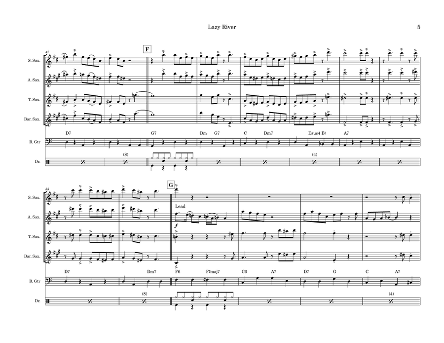 Lazy River Lazy River Saxophone Quartet scores gallery preview page 5