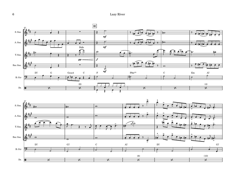 Lazy River Lazy River Saxophone Quartet scores gallery preview page 6