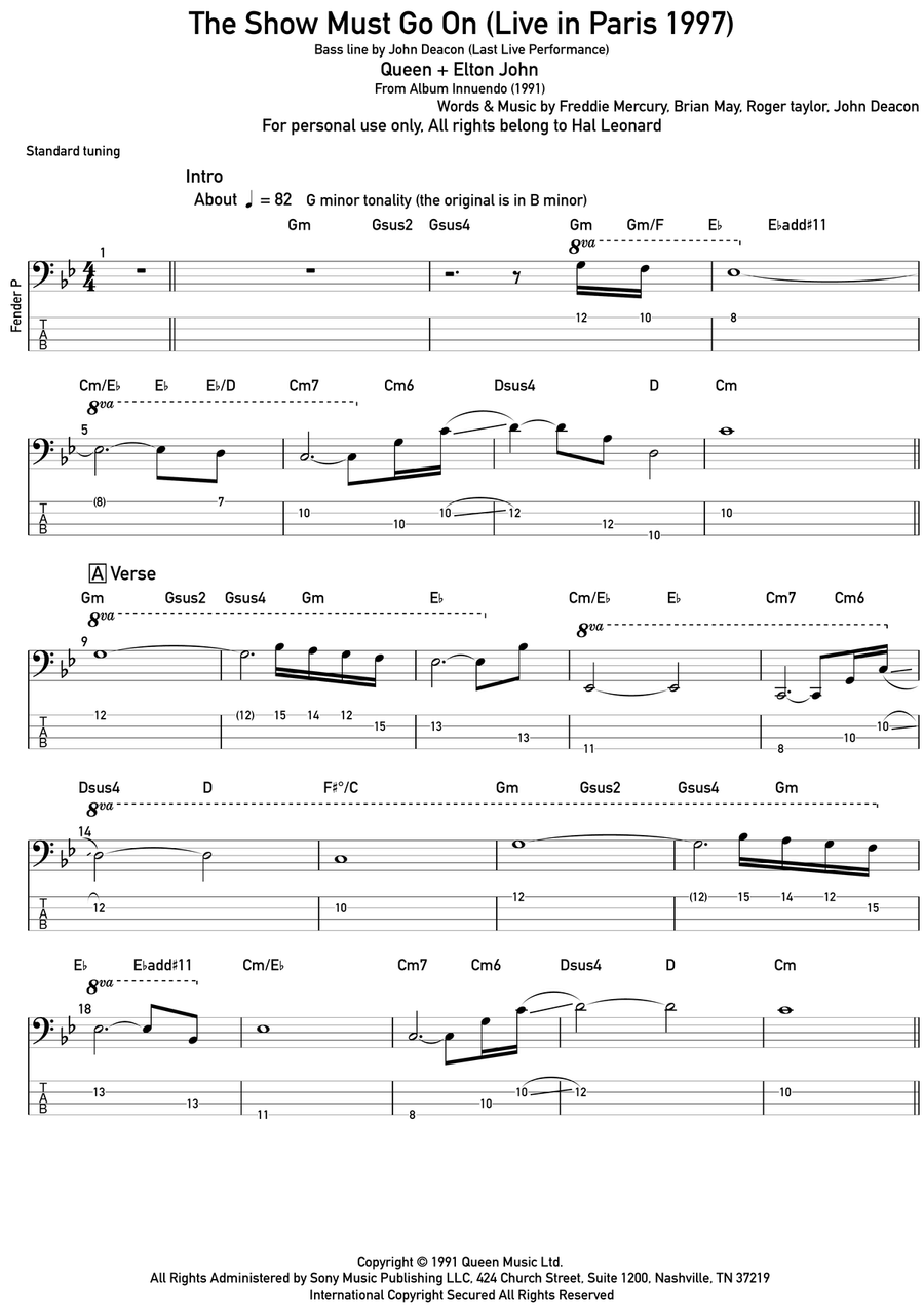 The Show Must Go On Acoustic Guitar scores gallery preview page 1