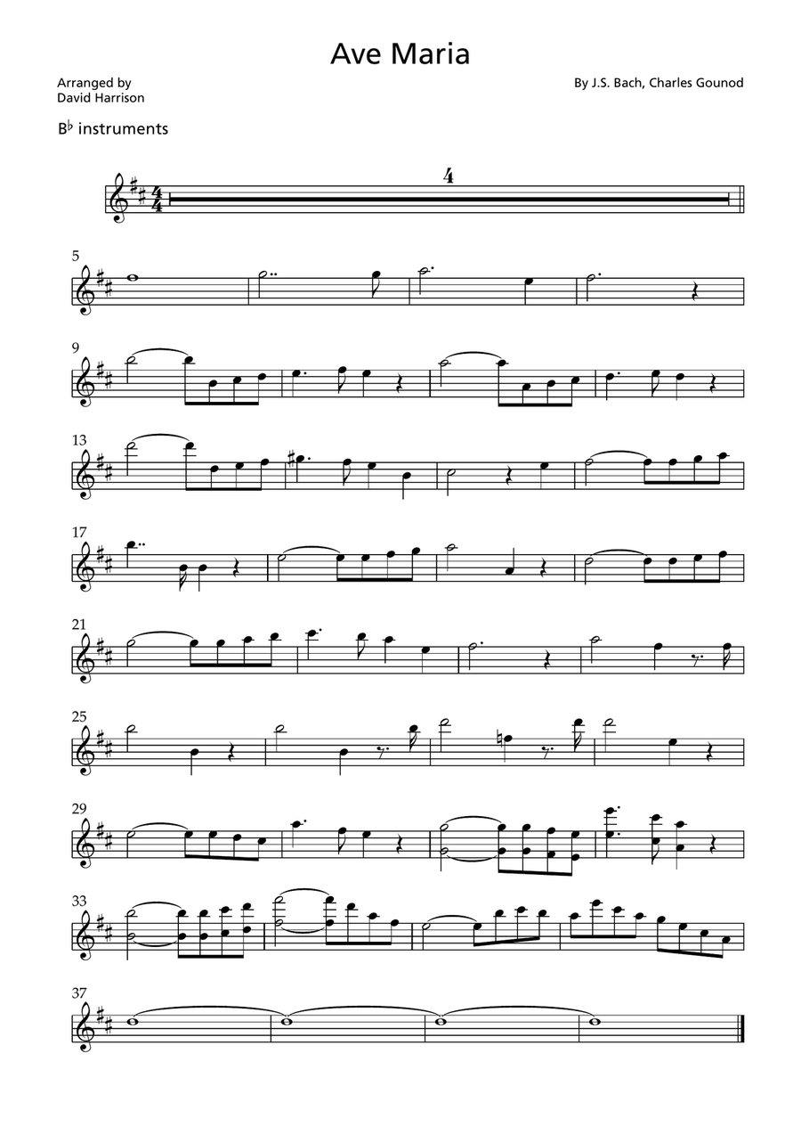 Ave Maria—B-flat instruments B-Flat Instrument scores gallery preview page 1