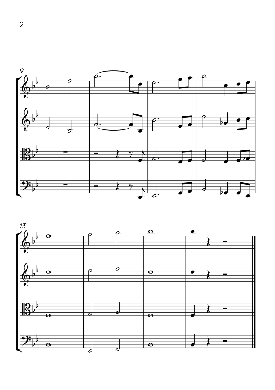 Also Sprach Zarathustra - Strings Quartet in Bb Major - Beginner Level - Sheet Music String Quartet scores gallery preview page 2