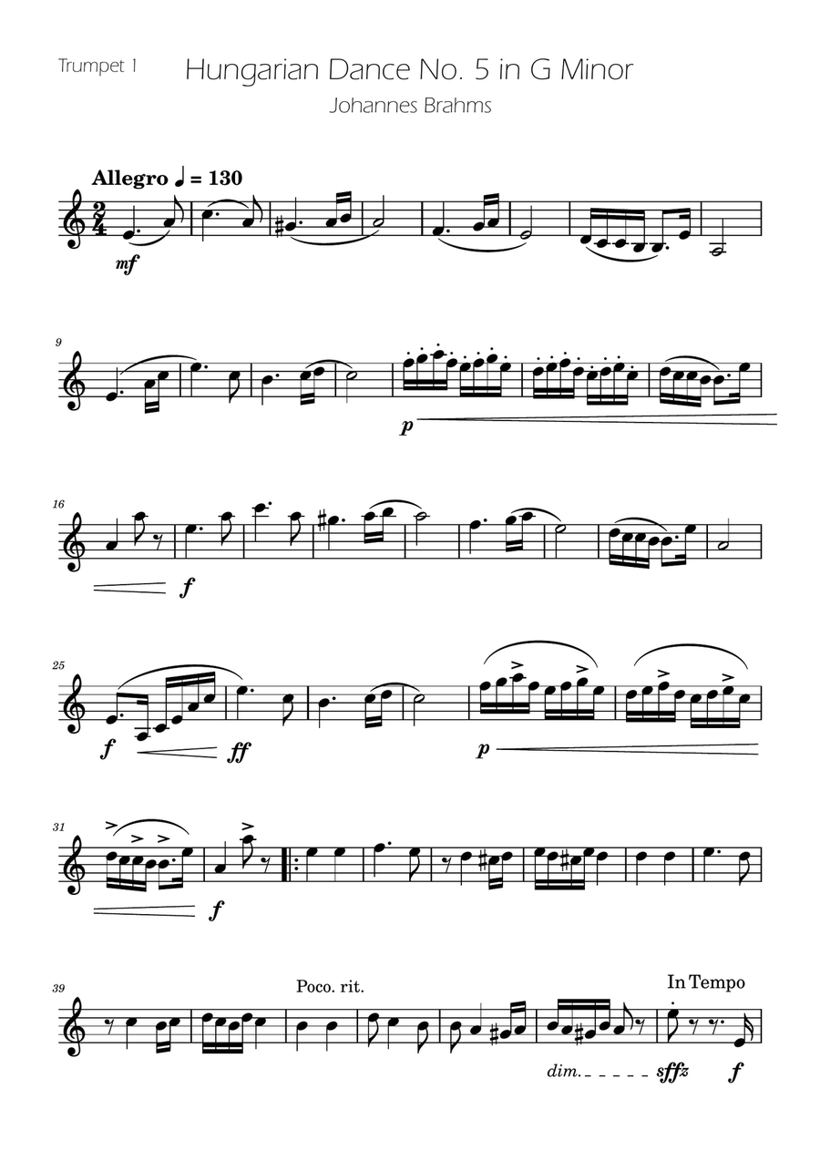 Hungarian Dance No. 5 - Trumpet and Trombone Duet Brass Duet scores gallery preview page 4