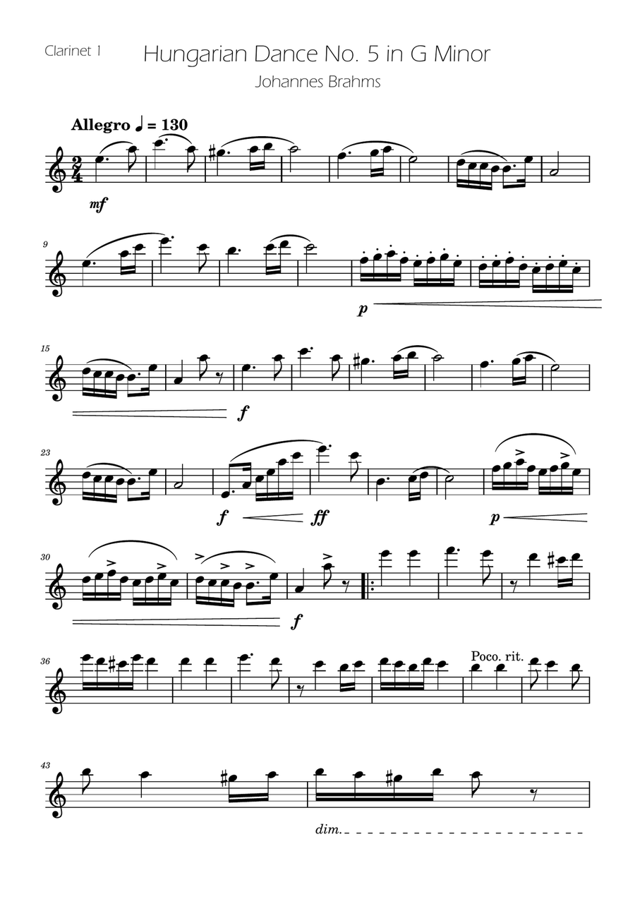 Hungarian Dance No. 5 - Clarinet Duet Clarinet Duet scores gallery preview page 4