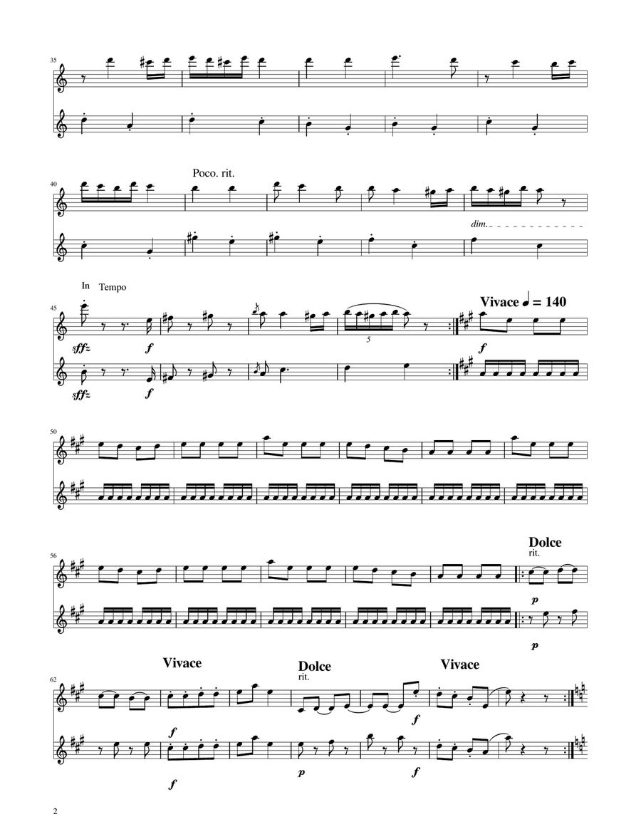 Hungarian Dance No. 5 - Clarinet and Bass Clarinet Duet Clarinet Duet scores gallery preview page 2