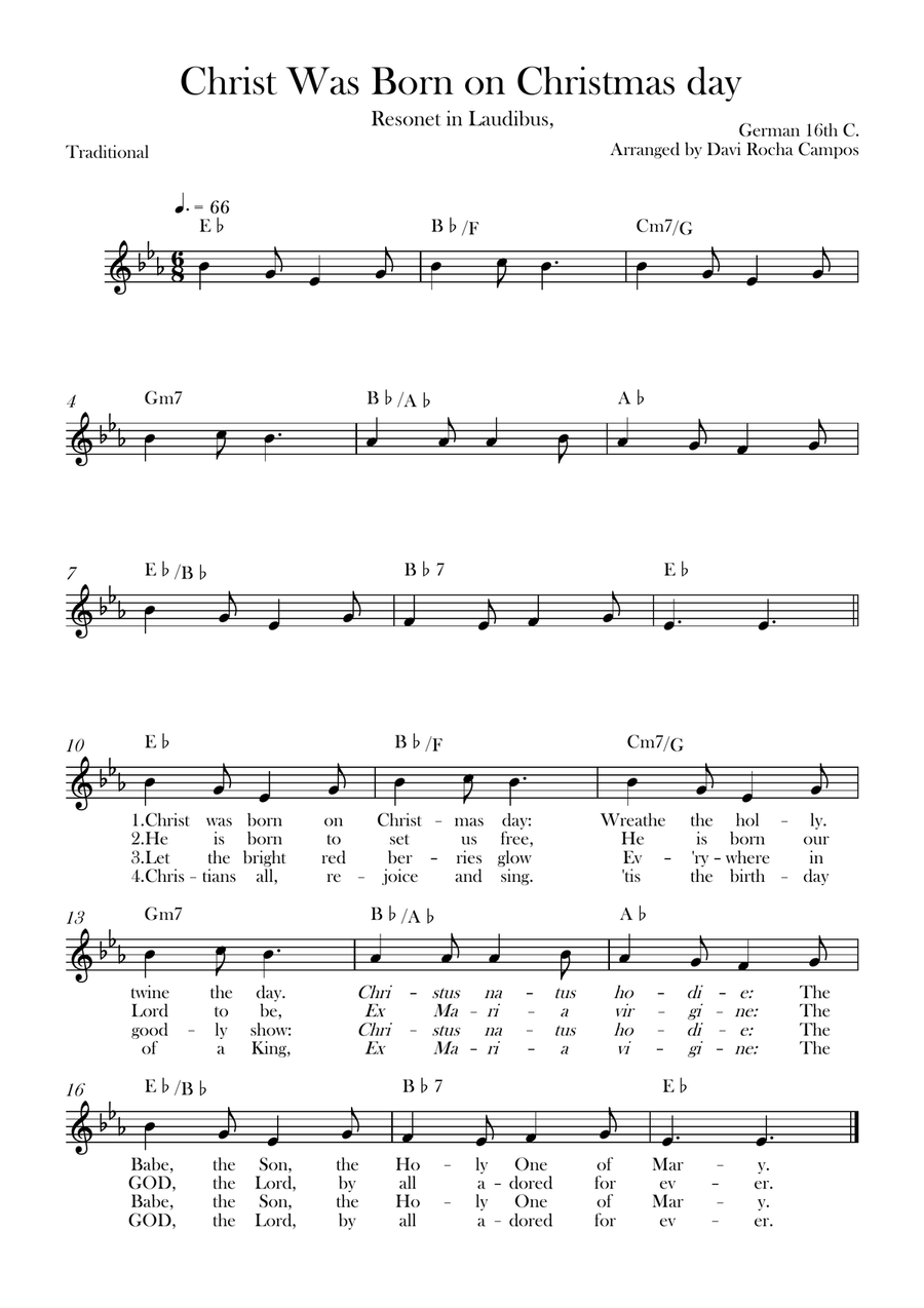 Christ Was Born on Christmas day Piano scores gallery preview page 1
