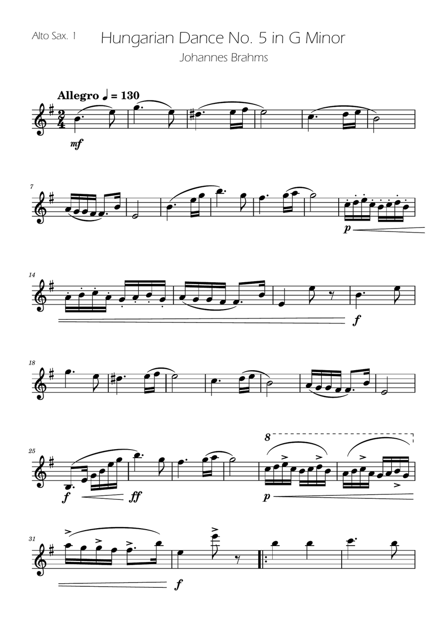 Hungarian Dance No. 5 - Alto Sax Duet Woodwind Duet scores gallery preview page 4