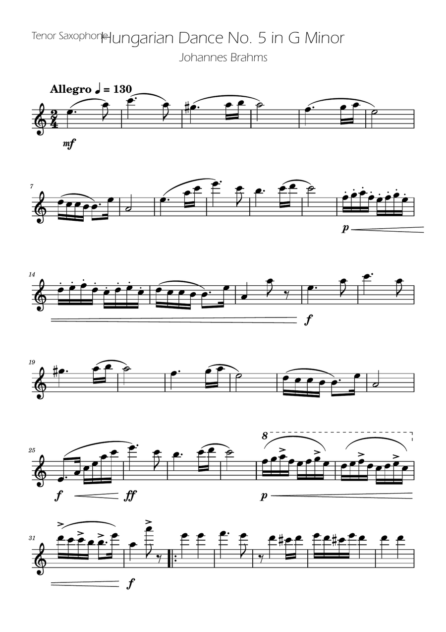 Hungarian Dance No. 5 - Sax Duet TB Woodwind Duet scores gallery preview page 4