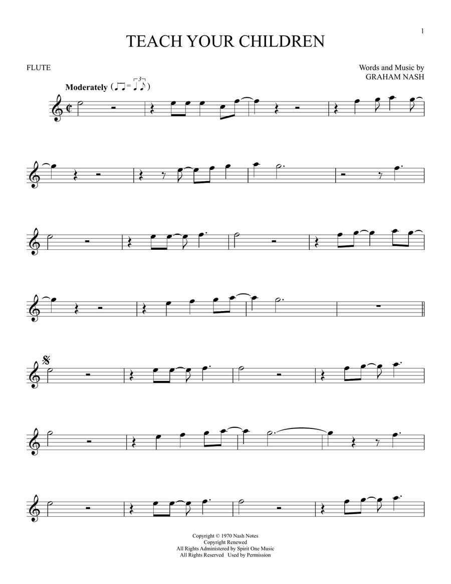 Teach Your Children Teach Your Children Flute Solo scores gallery preview page 1