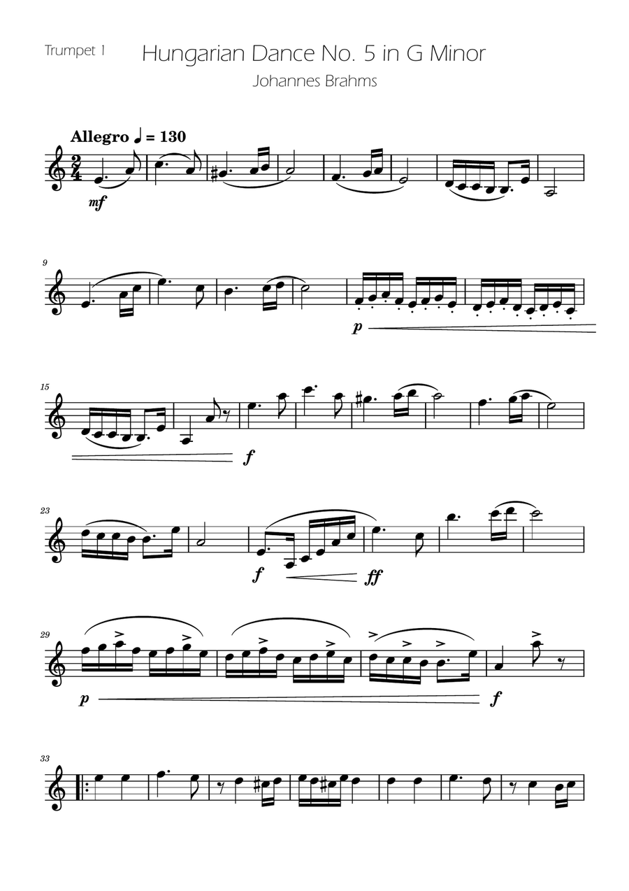 Hungarian Dance No. 5 - Trumpet Duet Trumpet Duet scores gallery preview page 5