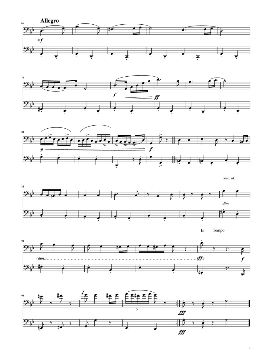 Hungarian Dance No. 5 - Trombone and Bass Trombone Duet Trombone Duet scores gallery preview page 3