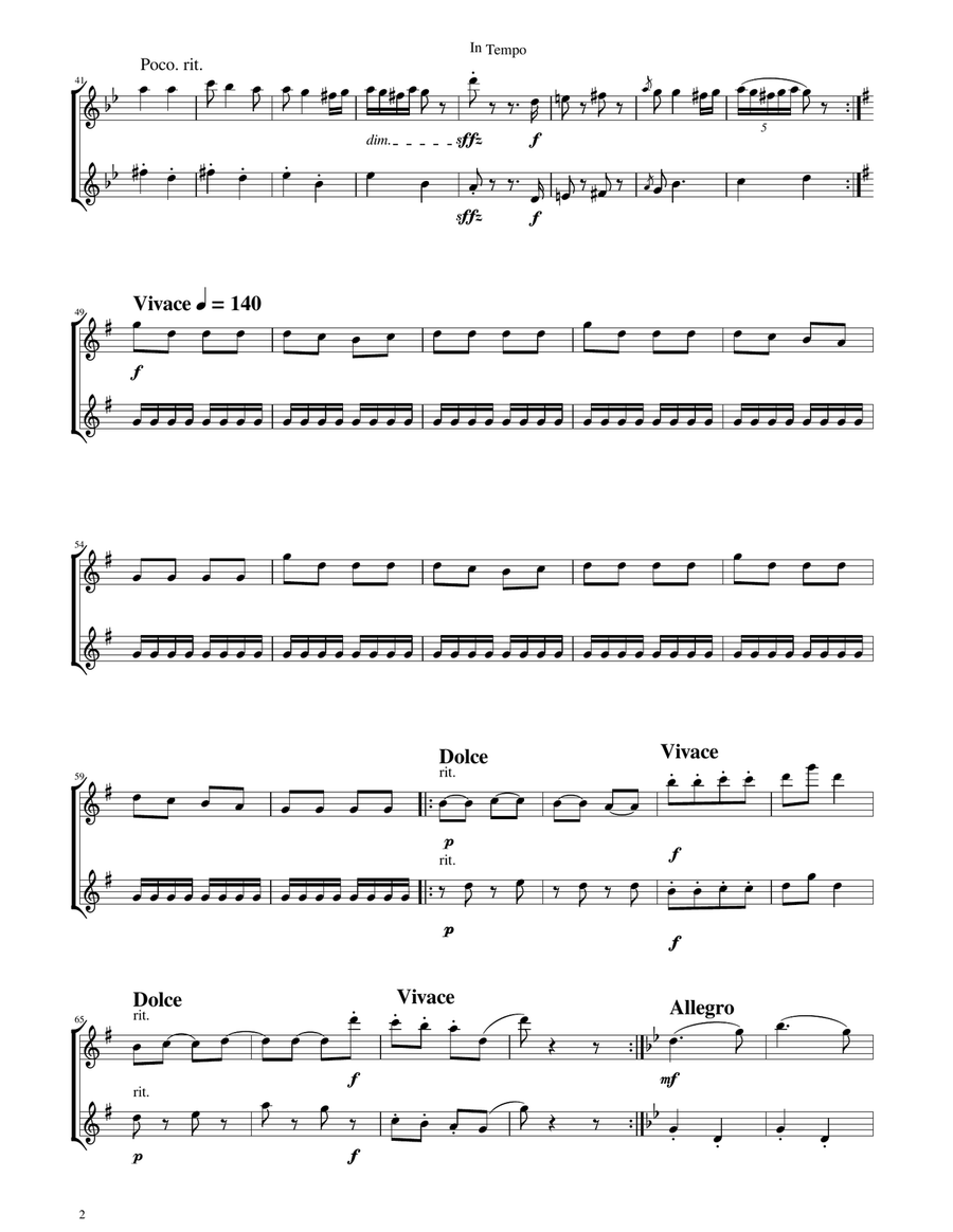 Hungarian Dance No. 5 - Flute and Oboe Duet Woodwind Duet scores gallery preview page 2