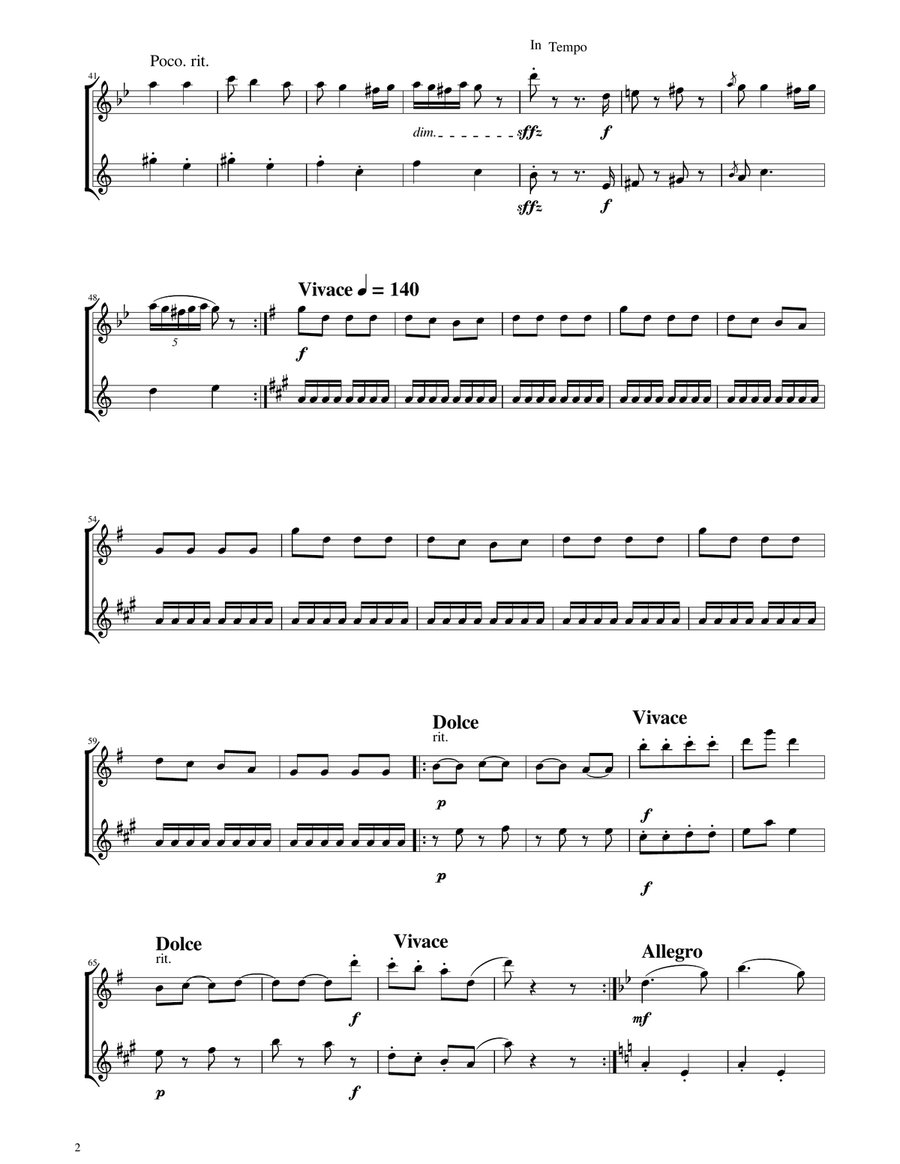 Hungarian Dance No. 5 - Flute and Clarinet Duet Woodwind Duet scores gallery preview page 2