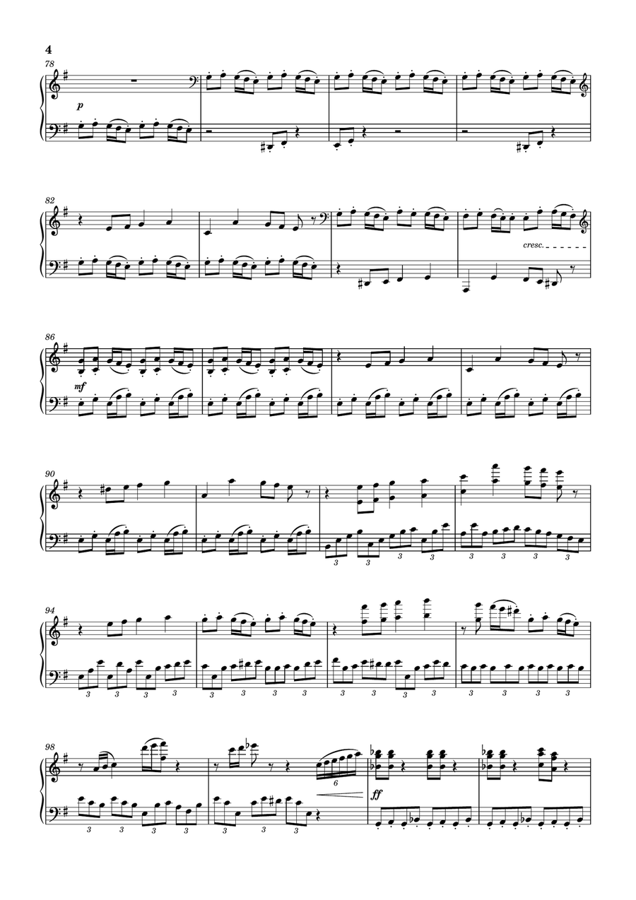 John Williams - Duel of the Fates from STAR WARS: THE PHANTOM MENACE (intermediate piano) Piano Solo scores gallery preview page 4