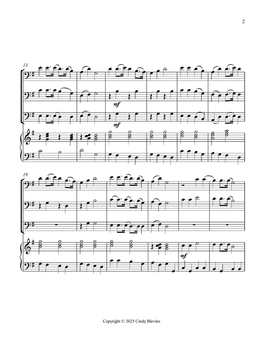 Up On the Housetop, for Three Trombones and Piano Trombone Trio scores gallery preview page 3